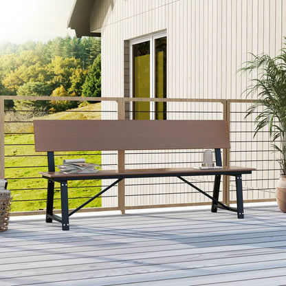 72 Inch Outdoor Bench With HDPE Seat and Back