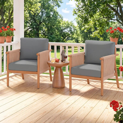 Acacia Wood Chair Set of 2 With Rope Armrests