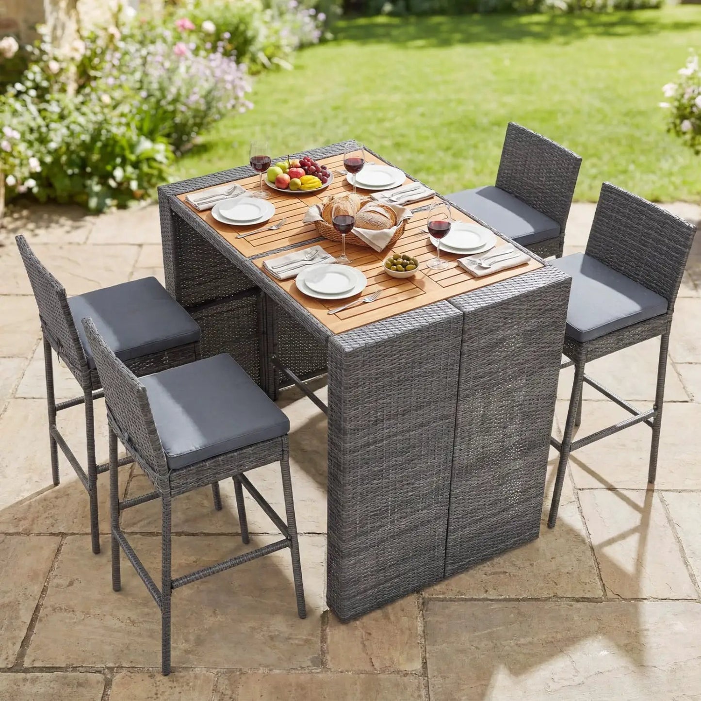 Patio Acacia Wood Dining Set for Home with Frame