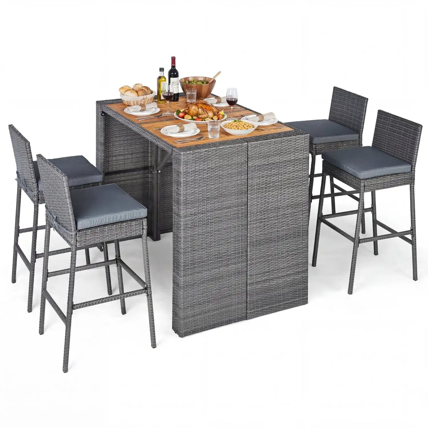Patio Acacia Wood Dining Set for Home with Frame