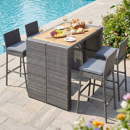 Patio Acacia Wood Dining Set for Home with Frame