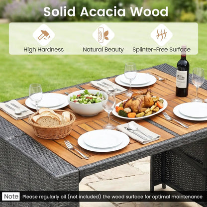 Patio Acacia Wood Dining Set for Home with Frame