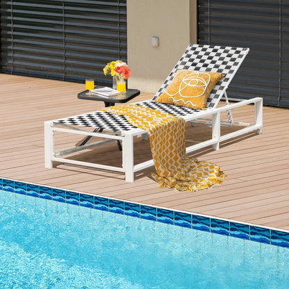 Outdoor Adjustable Chaise Lounge Chair with Wheel