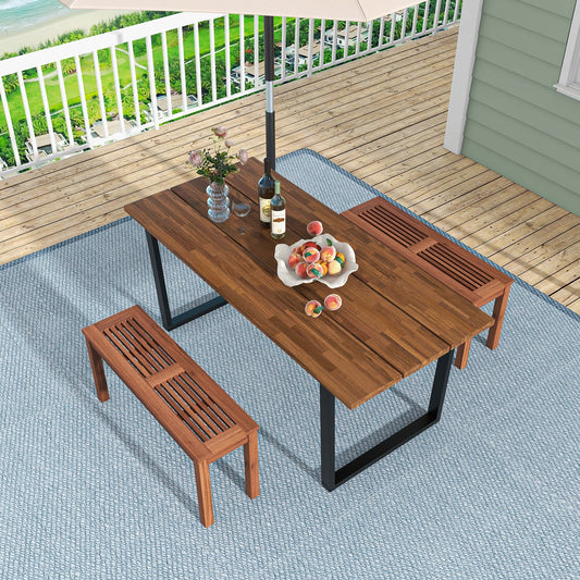 2-Seater Patio Backless Dining Bench with Breathable Slatted Seat - Tampa Home & Garden Store