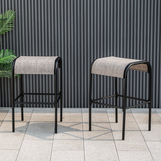 Set of 2/4 Patio Metal Bar Stools with Curved Fabric Seat-Set of 2 - Tampa Home & Garden Store