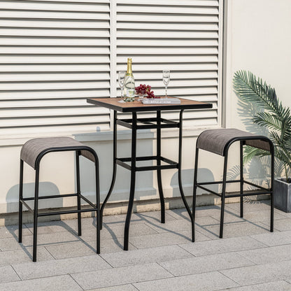 Juego de 2/4 taburetes de bar de metal para patio con asiento de tela curvado - Juego de 2