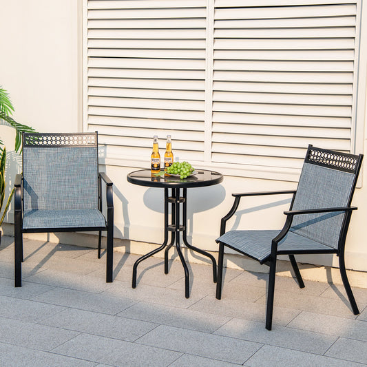 Patio Chairs Set of 2 with All Weather Breathable Fabric-Blue - Tampa Home & Garden Store