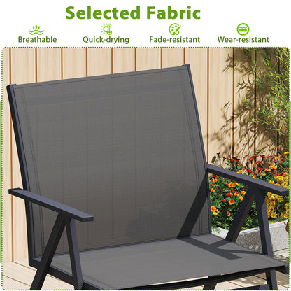 Patio Chairs Set of 2 with Breathable Mesh Fabric and Metal Frame-Gray