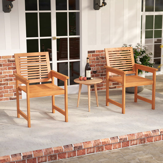 Patio Chairs Set of 2 with Inclined Backrests and Slatted Seats - Tampa Home & Garden Store