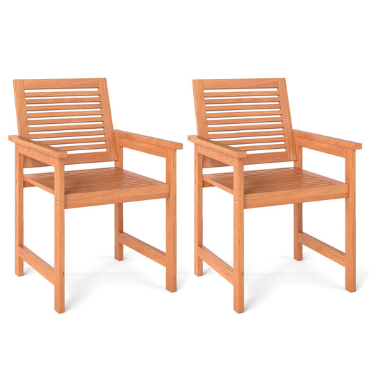 Patio Chairs Set of 2 with Inclined Backrests and Slatted Seats - Tampa Home & Garden Store