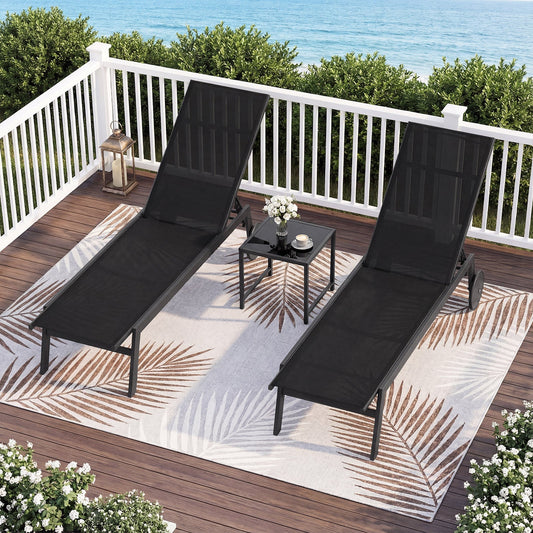 Patio Chaise Lounge Chair with Wheels and 6 - Tampa Home & Garden Store