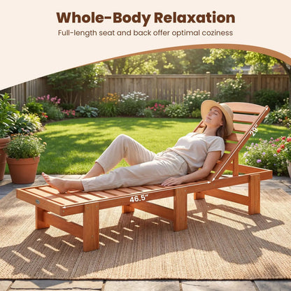 Solid Wood Chaise Lounge with Adjustable Backrest