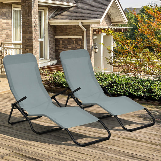 2 Pieces Folding Portable Patio Chaise Lounger with Rocking Design-Light Green - Tampa Home & Garden Store