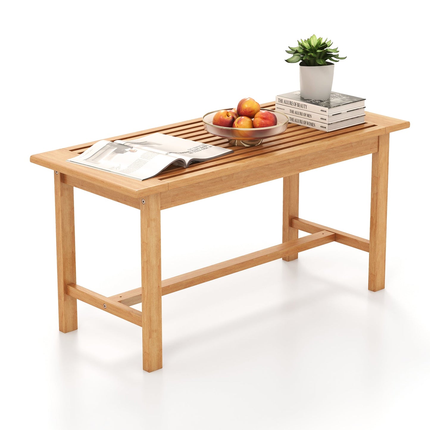 Mesa de centro para patio rectangular de 36 pulgadas para exterior con tablero de listones