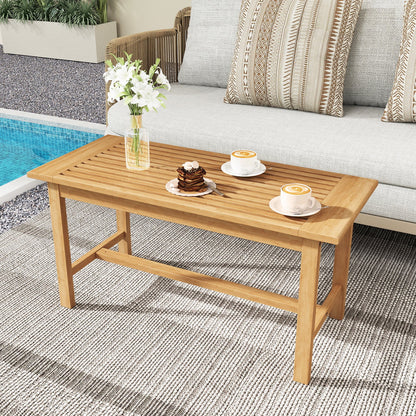 Mesa de centro para patio rectangular de 36 pulgadas para exterior con tablero de listones