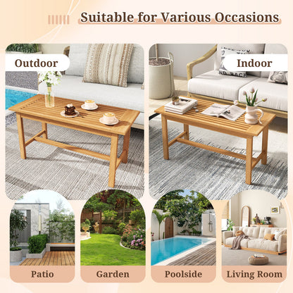 Mesa de centro para patio rectangular de 36 pulgadas para exterior con tablero de listones