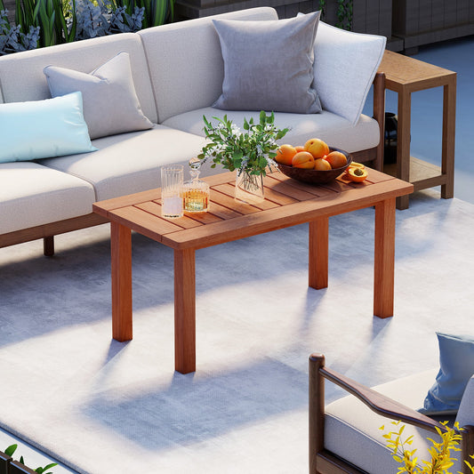 Patio Coffee Table with Slatted Tabletop for Deck Poolside - Tampa Home & Garden Store