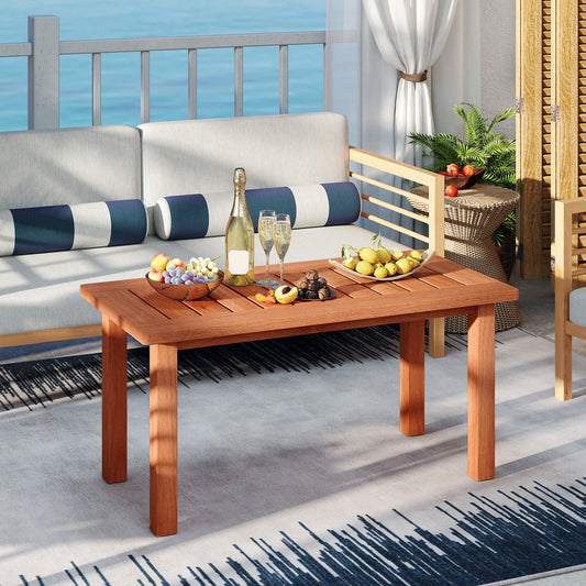Patio Coffee Table with Slatted Tabletop for Deck Poolside - Tampa Home & Garden Store