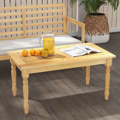 Mesa de centro para patio con estructura de madera de teca maciza y tablero de listones