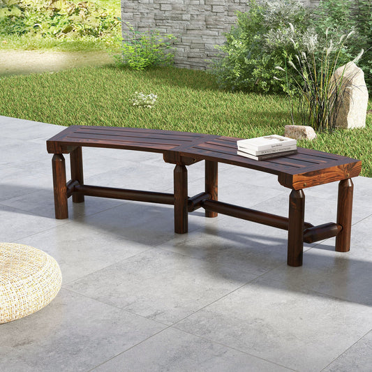 Patio Curved Bench for Round Table Spacious and Slatted Seat - Tampa Home & Garden Store