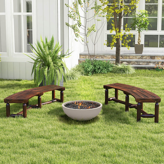 Patio Curved Bench for Round Table Spacious and Slatted Seat - Tampa Home & Garden Store
