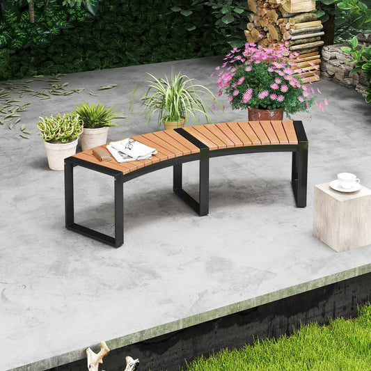Patio Curved Bench with Slatted Seat and Metal Legs - Tampa Home & Garden Store