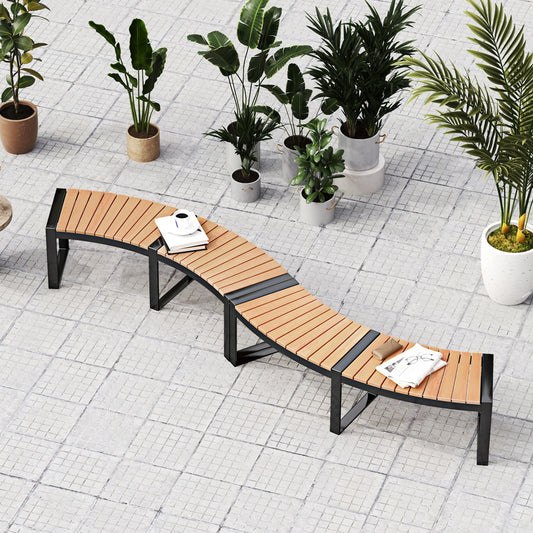Patio Curved Bench with Slatted Seat and Metal Legs - Tampa Home & Garden Store