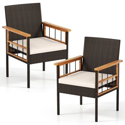 Patio Dining Chairs Set of 2 with Soft Cushions-White