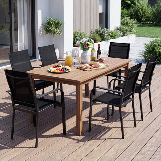 Patio Dining Chairs Set of 2/4/6 Stackable Outdoor Armchairs with Metal Frame - Tampa Home & Garden Store
