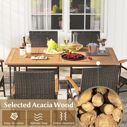 Juego de comedor exterior de 7 piezas para porche, patio, jardín, piscina