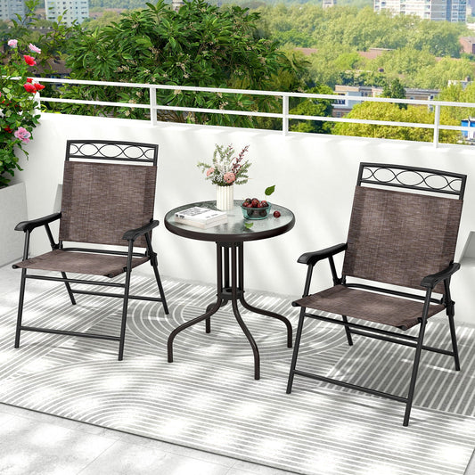 3 Pieces Outdoor Bistro Dining Furniture Set with 1.57 Inch Umbrella Hole - Tampa Home & Garden Store