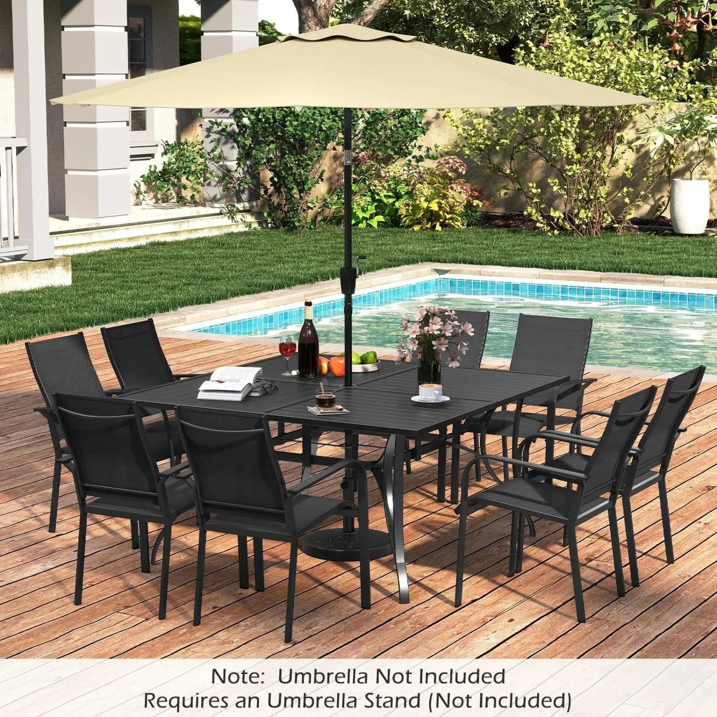 Patio Dining Table for 8 with Umbrella Hole
