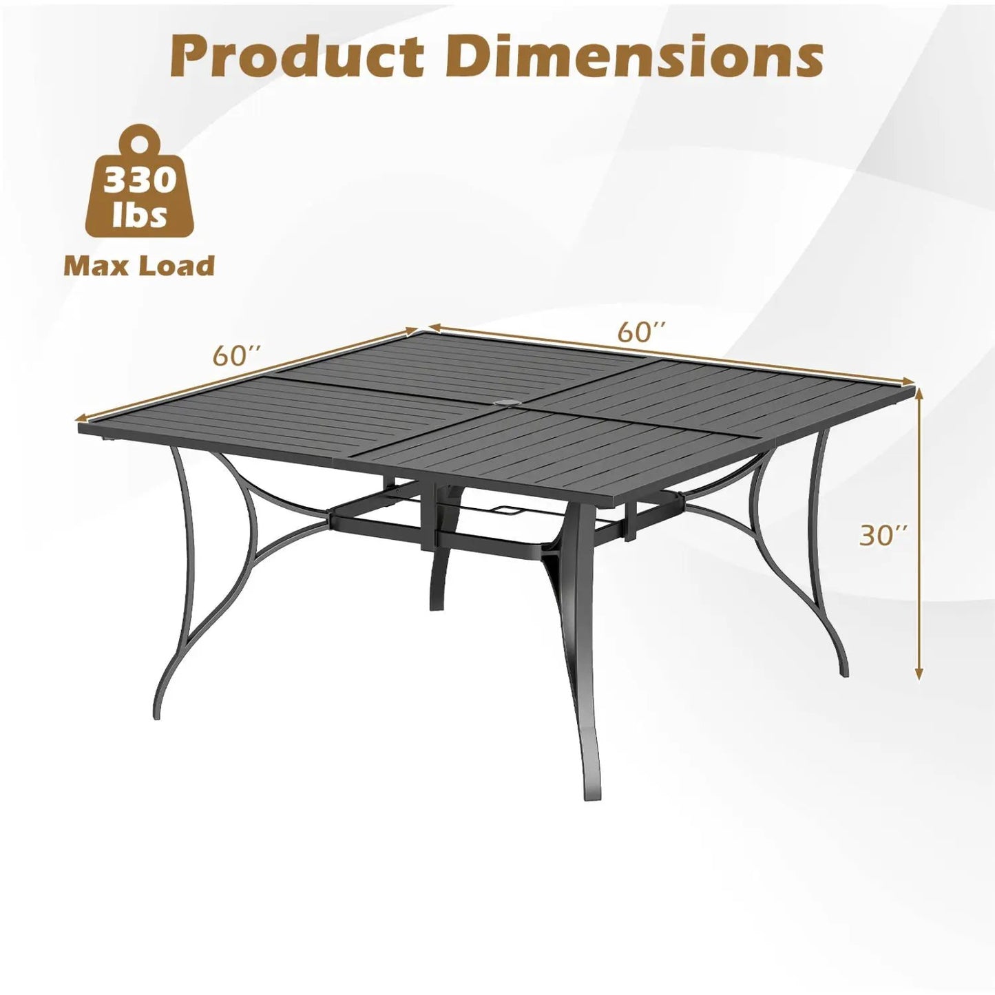 Patio Dining Table for 8 with Umbrella Hole