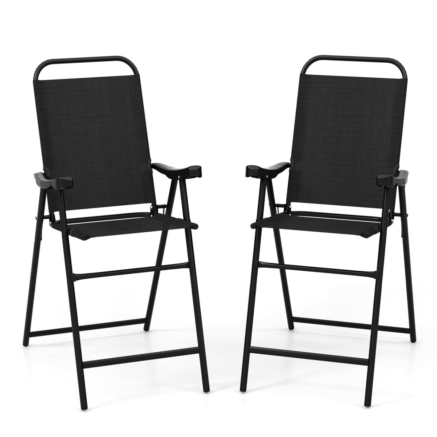 Bar stools folding patio set of 2 DirectDeals with footrests, black woven seats on Tampa Home & Garden Store