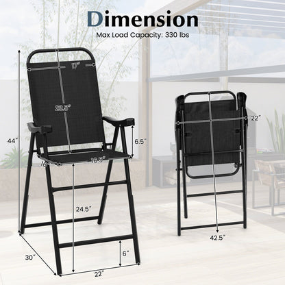 Bar stools folding patio set of 2 in black with footrests by DirectDeals on Tampa Home & Garden Store