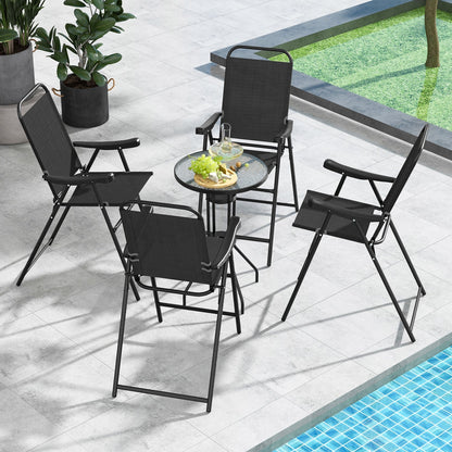 Folding Patio Bar Stool Set of 4 with Metal Frame & Footrest black DirectDeals poolside on Tampa Home & Garden Store