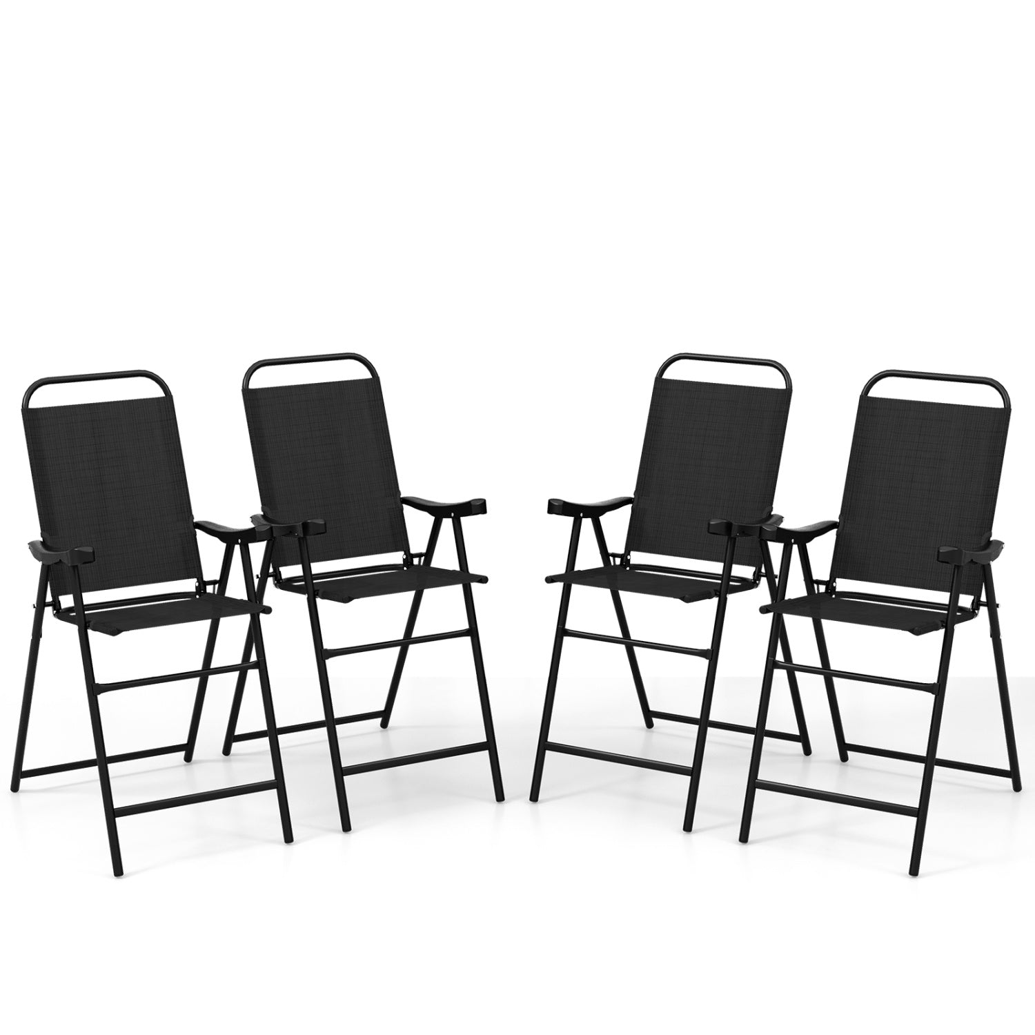 Bar stool set of 4 folding patio stools with black metal frames and footrests DirectDeals on Tampa Home & Garden Store