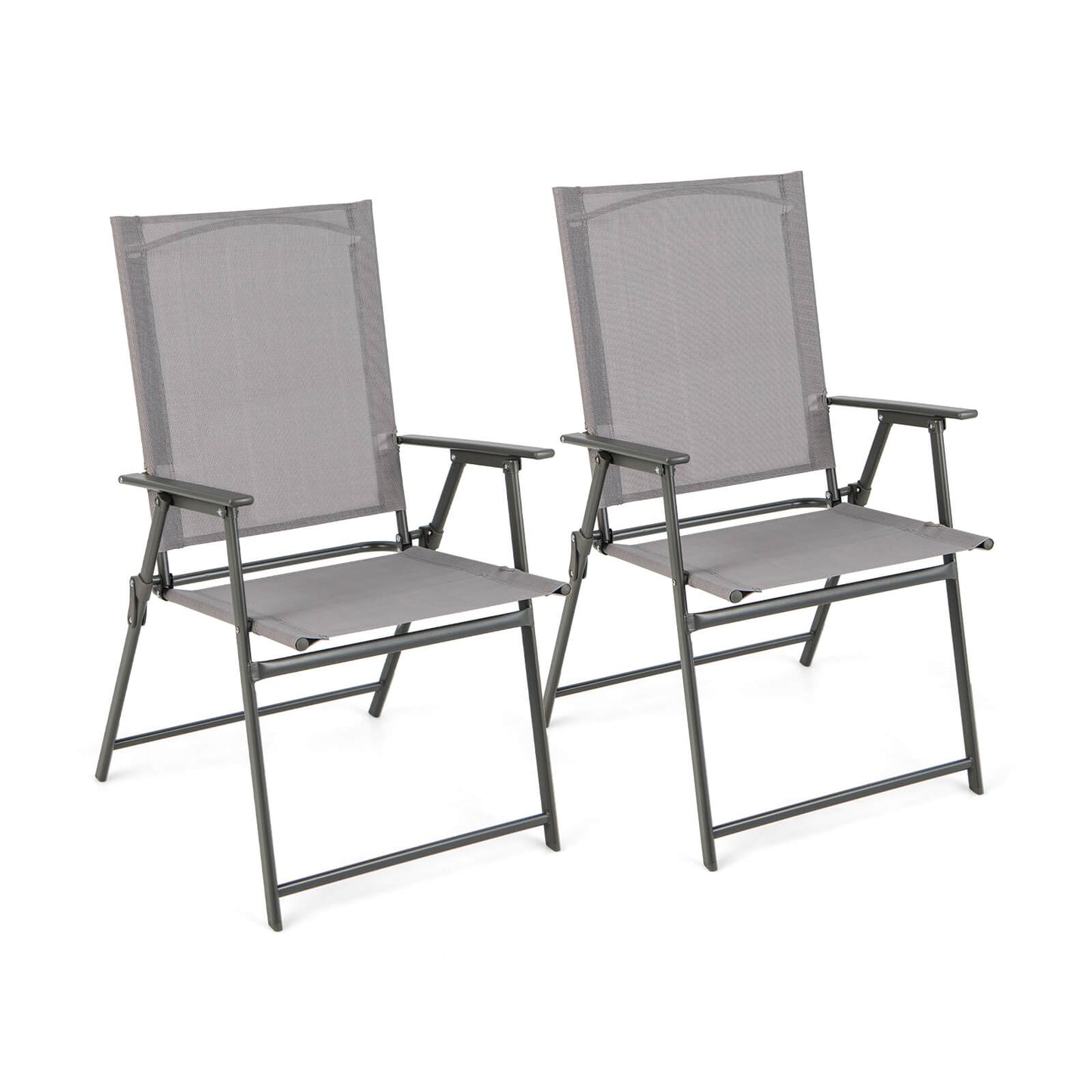 Set of 4 Patio Folding Chair Set with Rustproof Metal Frame-Black