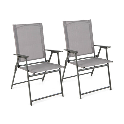 Set of 4 Patio Folding Chair Set with Rustproof Metal Frame-Black