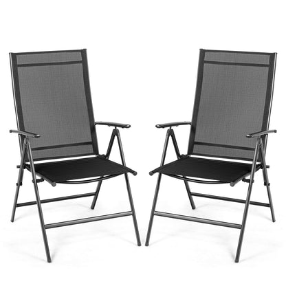 Juego de 2 sillones reclinables plegables ajustables para patio - Negro