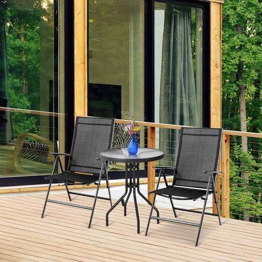 Set of 2 Adjustable Portable Patio Folding Dining Chair Recliners-Black - Tampa Home & Garden Store