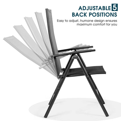 Juego de 2 sillones reclinables plegables ajustables para patio - Negro