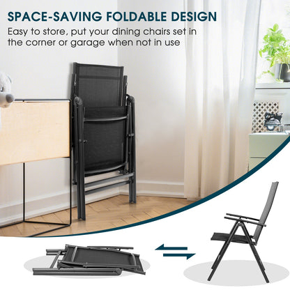 Juego de 2 sillones reclinables plegables ajustables para patio - Negro
