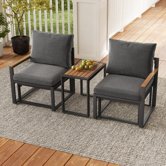5 Pieces Aluminum Frame Weatherproof Outdoor Conversation Set with Soft Cushions-Gray - Tampa Home & Garden Store
