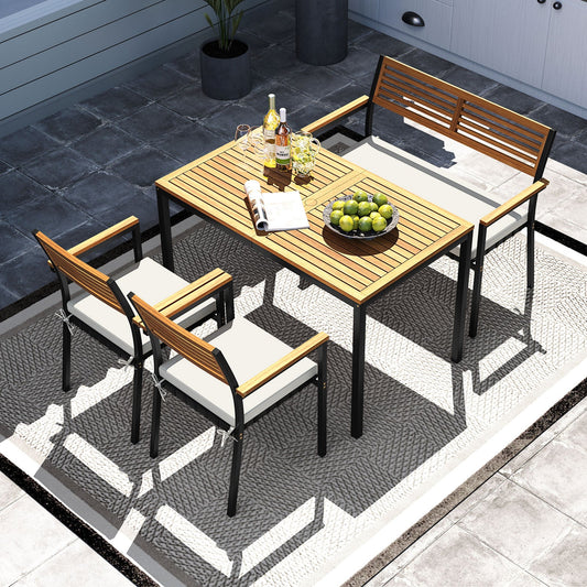 4-Piece Patio Furniture Set Outdoor Dining Chair Set-White - Tampa Home & Garden Store