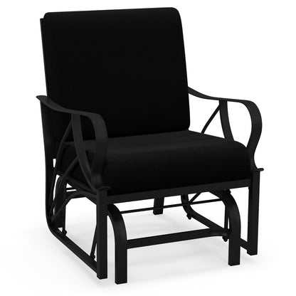Mecedora planeadora para patio con cojín grueso y reposabrazos curvo - Color canela