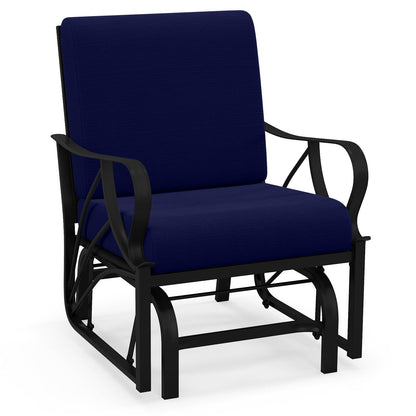 Mecedora planeadora para patio con cojín grueso y reposabrazos curvo - Color canela