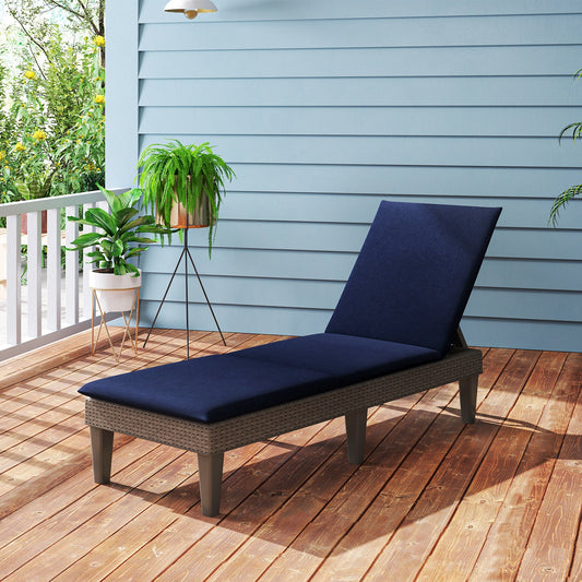 Patio Lounge Outdoor Recliner Chair with Cushion 3-Position Adjustable Backrest-Navy - Tampa Home & Garden Store