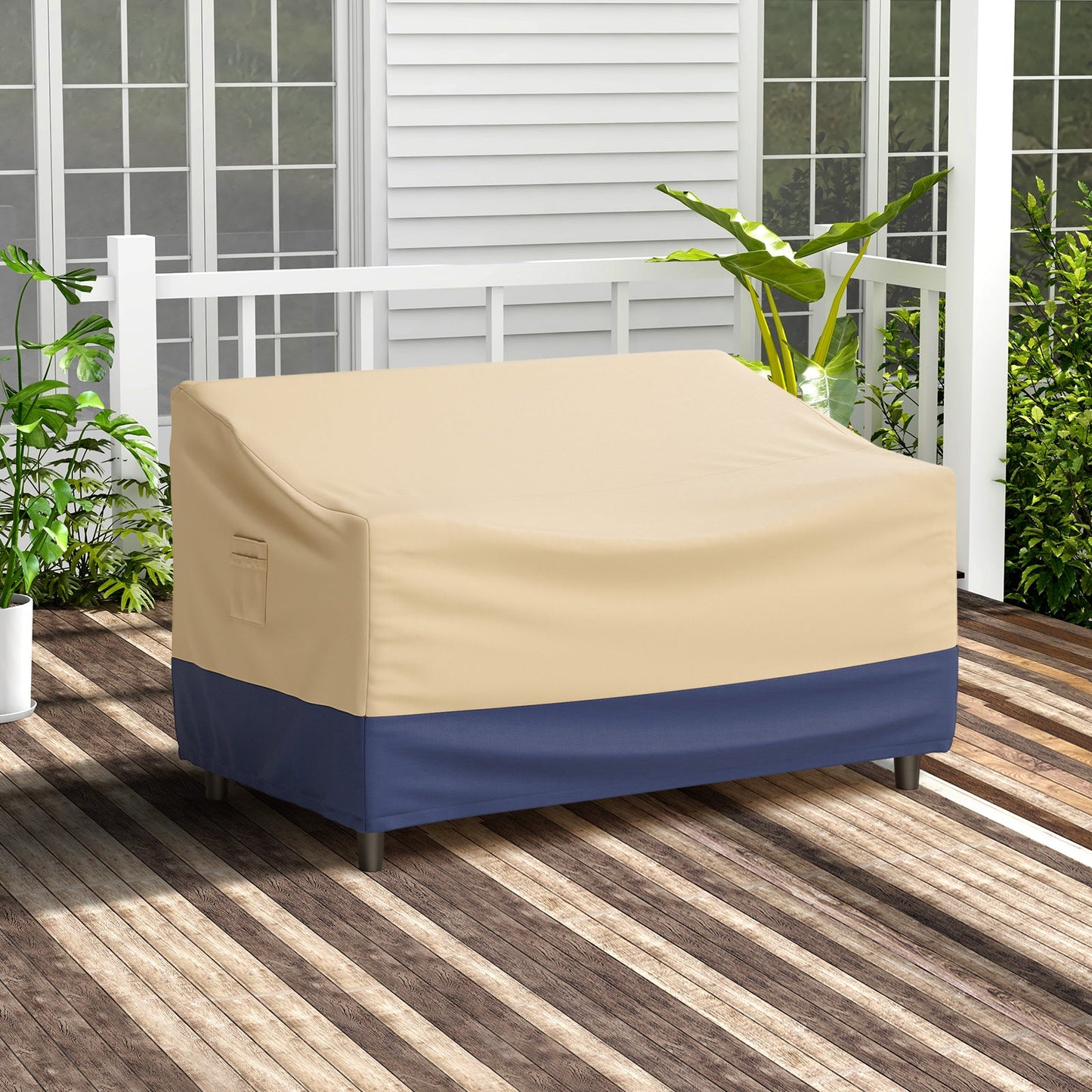 Cubierta para muebles de patio con asa acolchada y correas de cierre con clic - 60 x 43 x 30 pulgadas