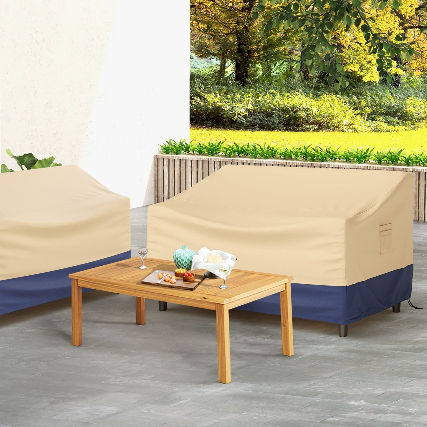 Cubierta para muebles de patio con asa acolchada y correas de cierre con clic - 60 x 43 x 30 pulgadas